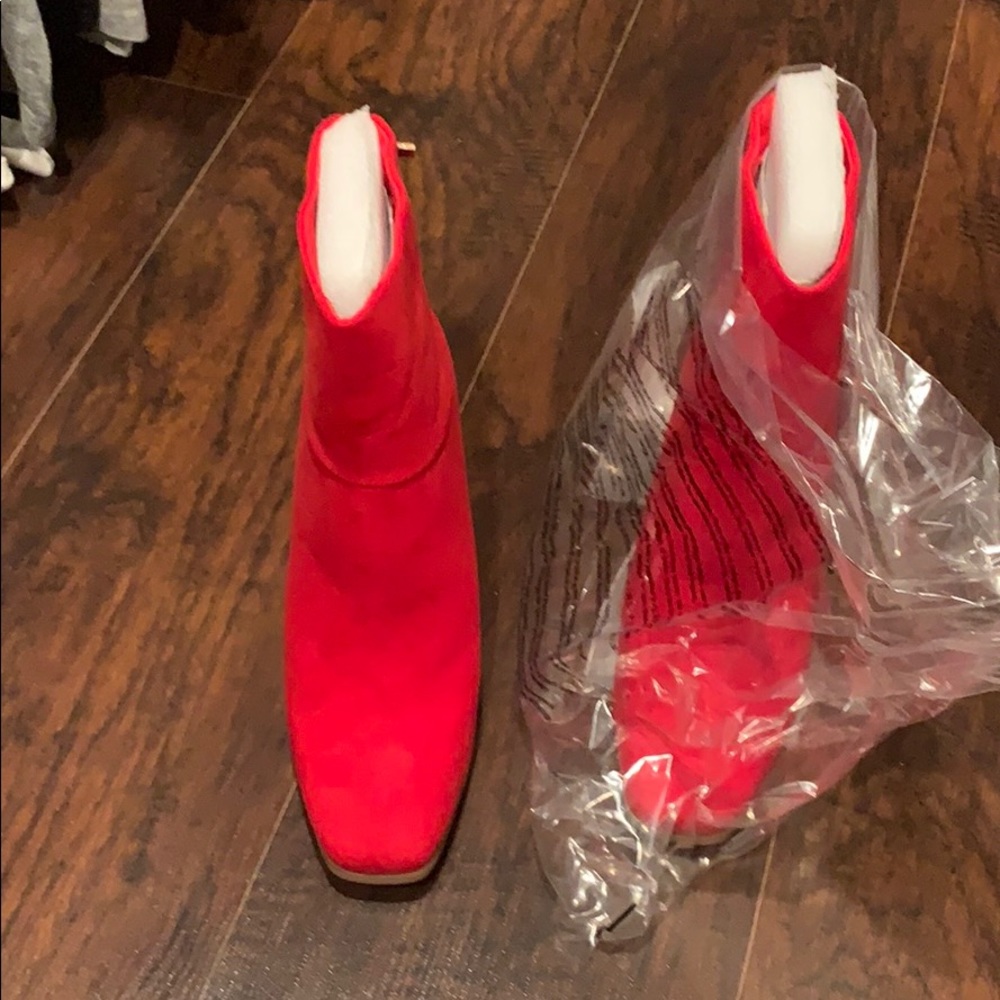 Red suede boots